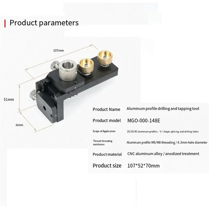 BHTS-Aluminum Profile Tapping And Punching Assistant, Piercing Countersunk Tapping Tap, Manual 20/30/40 Aluminum Profile