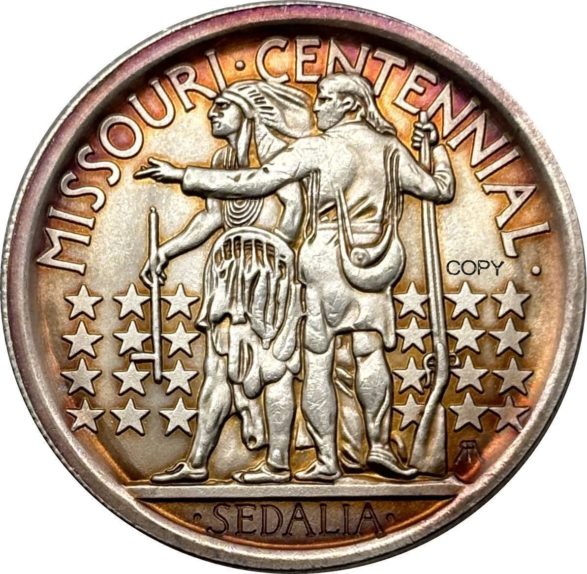 الولايات المتحدة 1821 1921 1/2 نصف دولار ميسوري القرنية سيداليا الولايات المتحدة الفضة مطلي نسخة تذكارية عملات Ww2