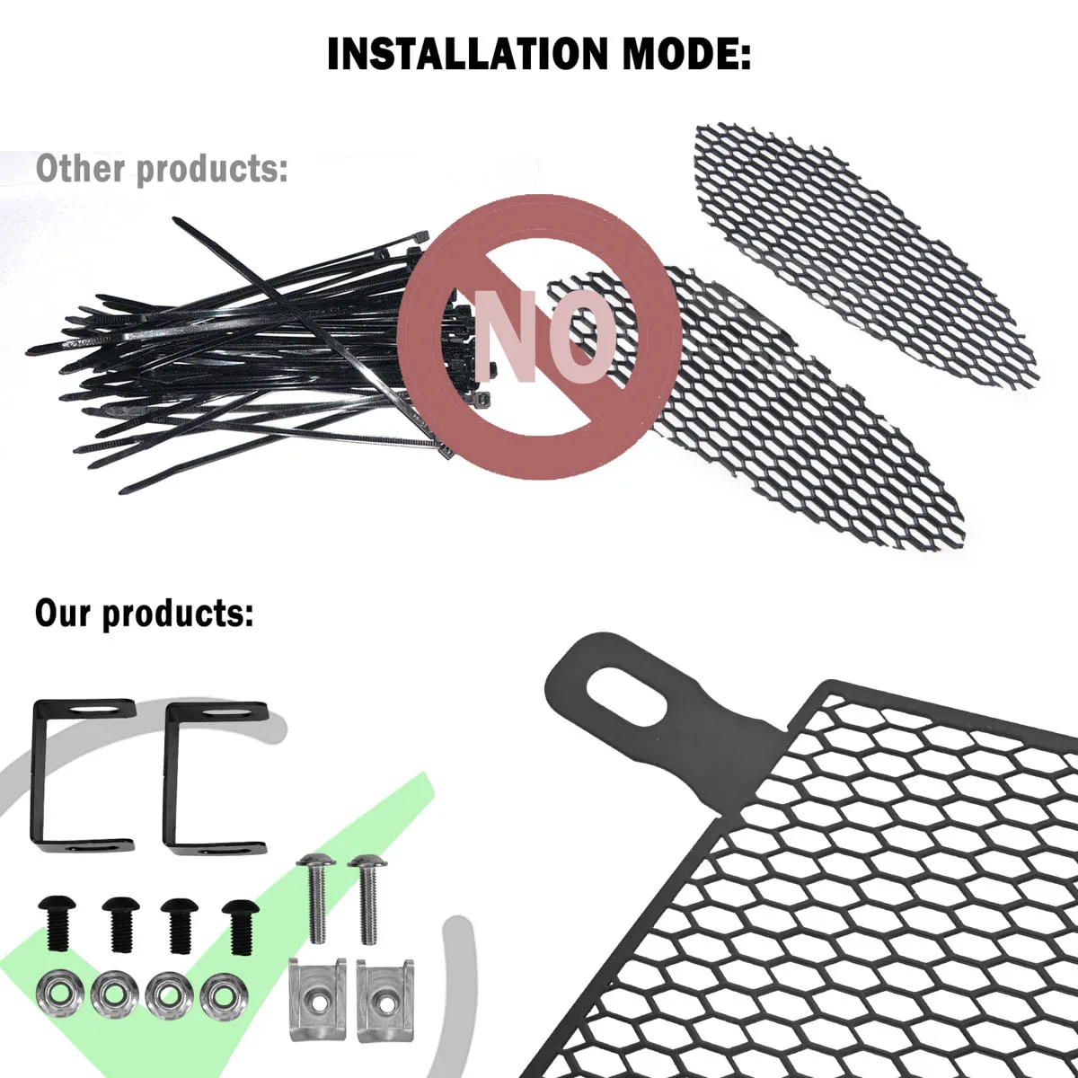 2pcs For Corvette C8 2020 2021 2022 Front Side Intake Mesh Grille Radiator Guard Shield Kit Insert Accessory Pair