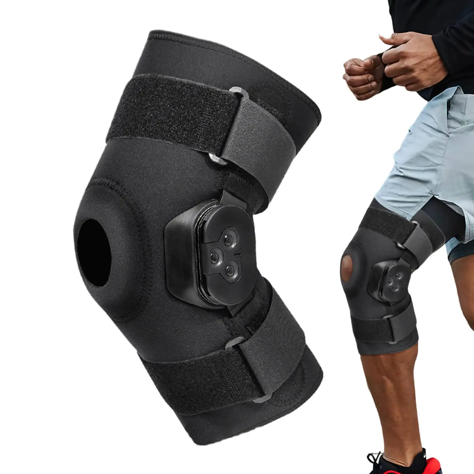 

Hinged Knee Support Adjustable Sports Knee Support Sleeves Comfortable To Wear Leg Compression Stabilizing Wrap For Boys Youth