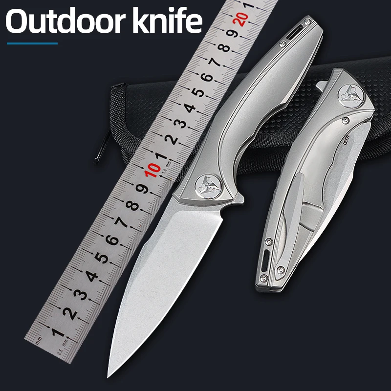 Outdoor Folding Pocket knife M390 Steel and Titanium alloy steel Handle,58-60HRC Blade,Folding knife,EDC knife camping use knife