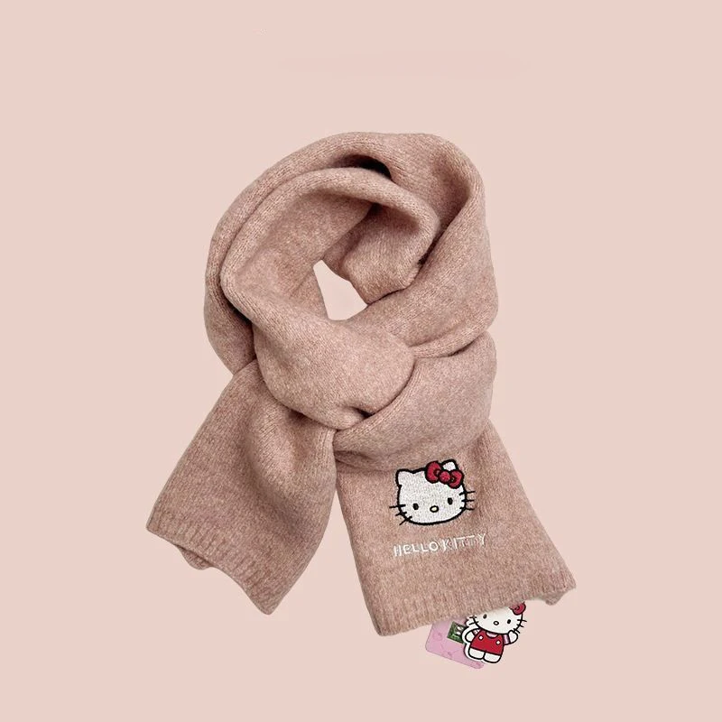 Bufanda japonesa de punto Sanrio, bufanda suave y gruesa de lana para otoño e invierno, bonita bufanda cálida para estudiantes, adultos, pareja, regalo de Navidad