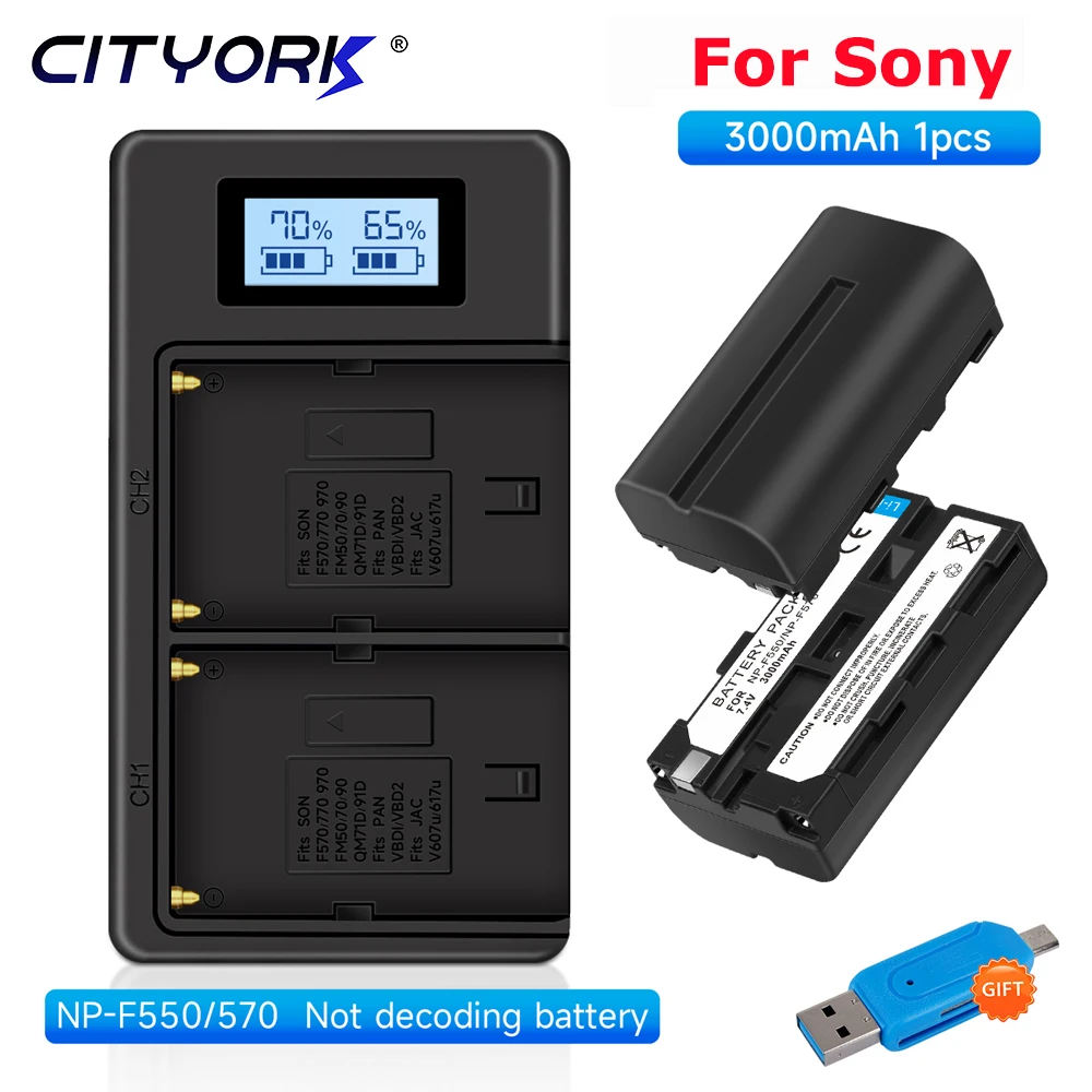 NP-F570 NP-F550 NP F570 NP F550 Camera battery + LCD USB Charger for Sony NP F970 F750 F770 F550 F570 FDR-AX1E NX5 HVR-Z5C V199