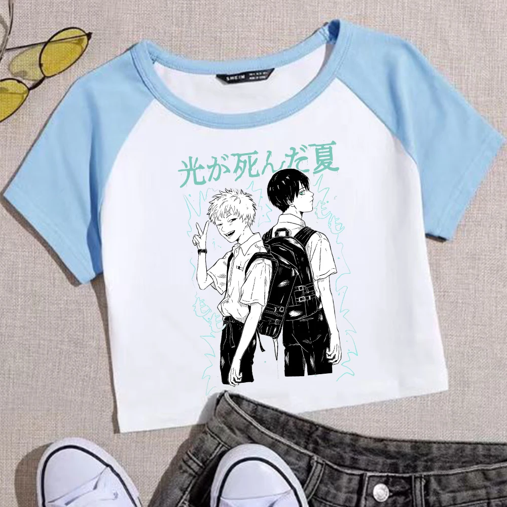 Anime The Summer Hikaru Died Crop Tops Sexy Girl Harajuku Manga Tee T-shirt