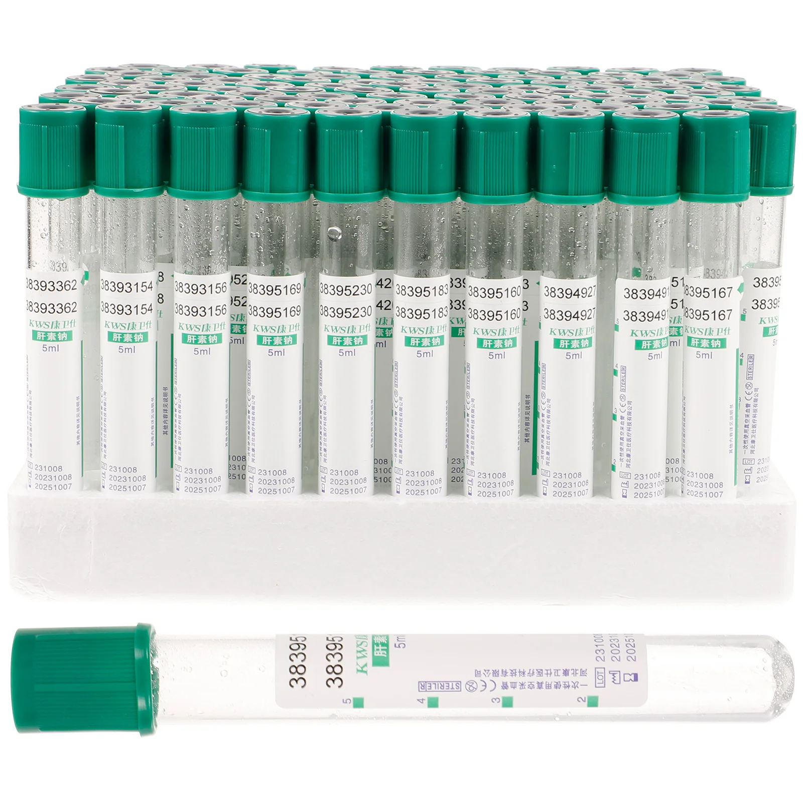 100 Pcs Glass Lithium Heparin Blood Collection Tubes Disposable Vacuum Negative Pressure Biochemistry Testing Laboratory Smooth
