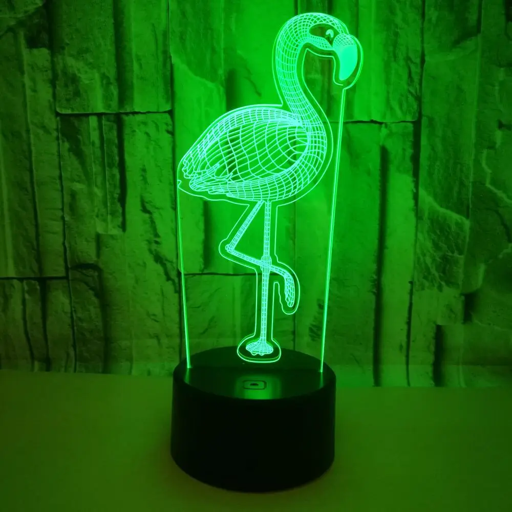 

Визуальная лампа с фламинго, USB 3d светодиодная детская настольная лампа, дистанционный сенсорный переключатель, лампа для спальни, ночной стол, лампы в виде павлина