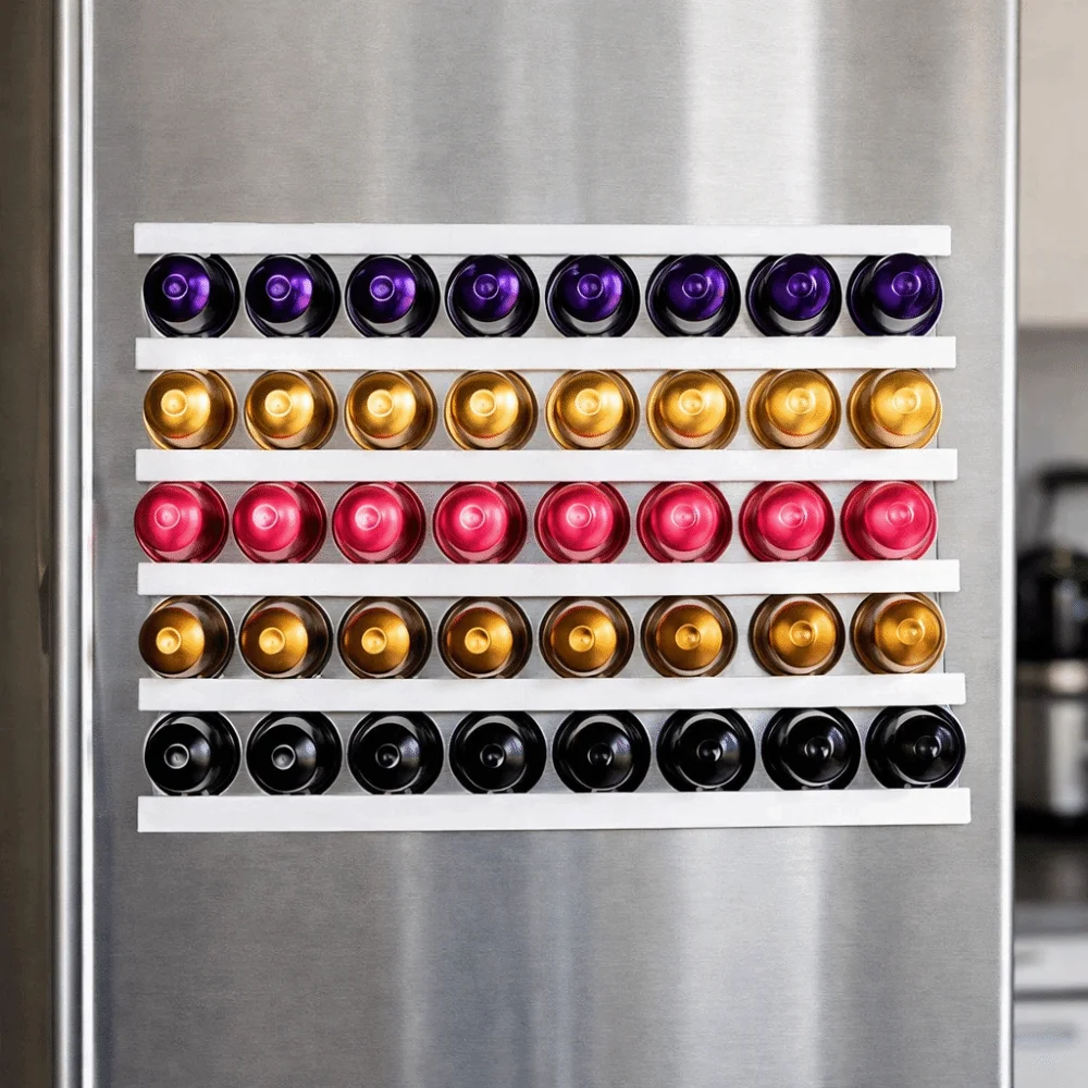 

Plastic Coffee Capsule Rack Punch-free Design Magnetism Coffee Pod Storage Organizer Wall Mounting Display Cabinet Capsule Rack