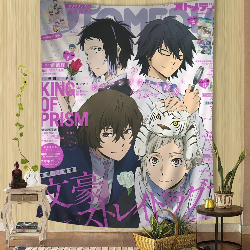 Japanese Anime Bungo Stray Dogs Colorful Tapestry Wall Hanging Hanging Tarot Hippie Wall Rugs Dorm Wall Art Decor