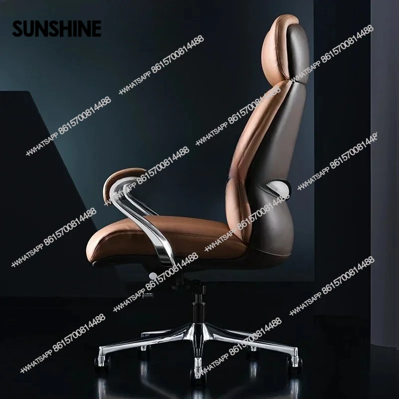 Italian light luxury leather boss chair office, comfortable computer chair, cowhide class, president swivel chair