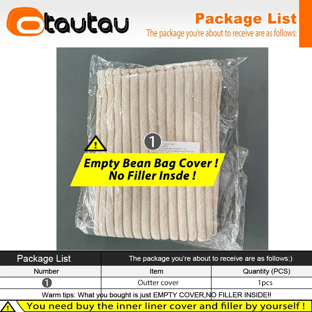 OTAUTAU 4.5ft 2-seat Bean Bag Cover DD153【No Filler Inside! You Need To Buy Filler By Yourself !】