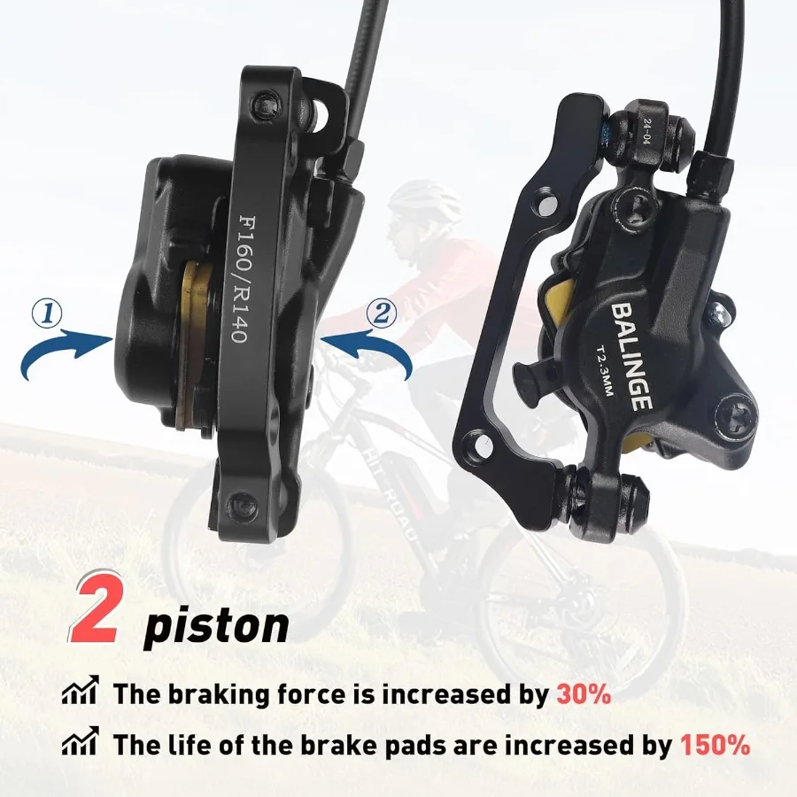 E830Pro 2Pin Poweroff موصل 2 بيستونز EBike الكهربائية PowerOff الهيدروليكية الجبهة الخلفية مجموعة الفرامل مع 160 مللي متر 6 البراغي القرص الدوار H #3