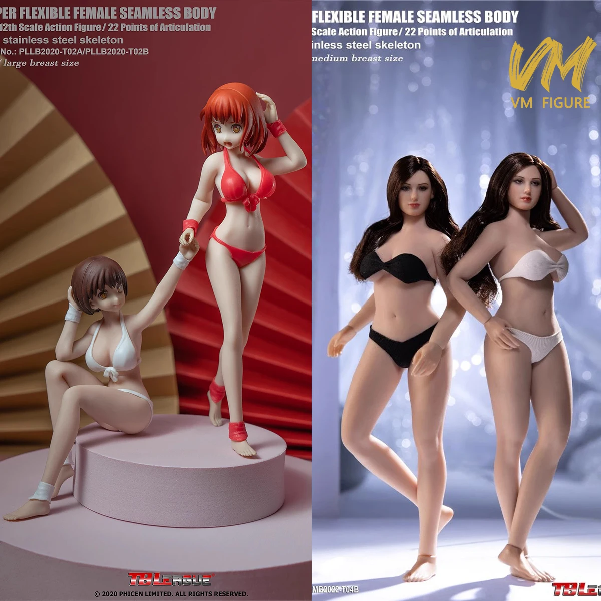 

TBLeague T01/2/3/4/5 1/12 Scale Anime Plump Flexible Woman Seamless Body With Head 6"Female Soldier Action Figure Model Doll Toy