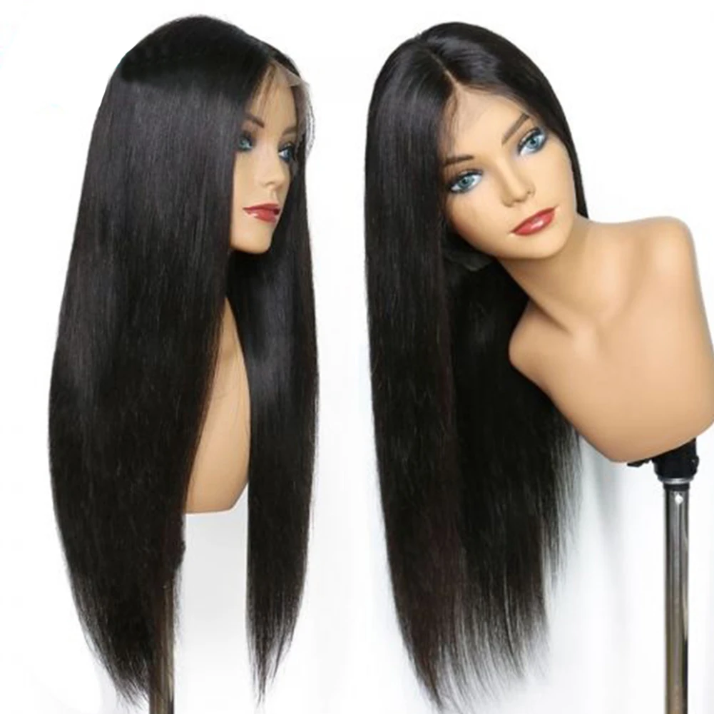 Black Synthetic Lace Front Wigs for Women Long Straight Wig Glueless Lace Wig Heat Resistant Fiber Cosplay Daily Wear Synthetic