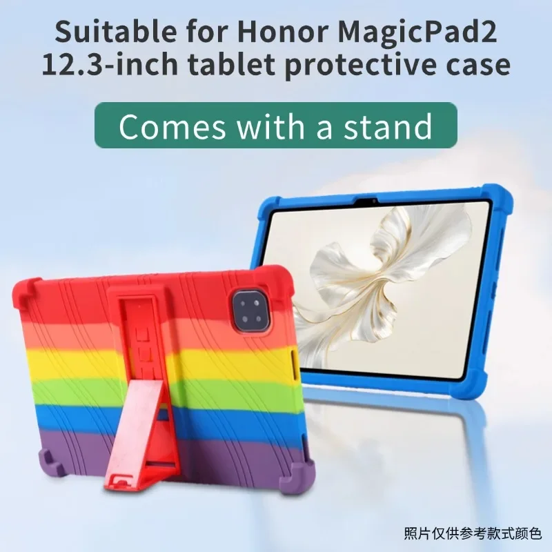 For Honor Magicad2 12.3 Tablet Case Shockproof Airbags Soft Silicone Ajustable Stand Precise Cutouts Tablet ROD2-W09 Cover