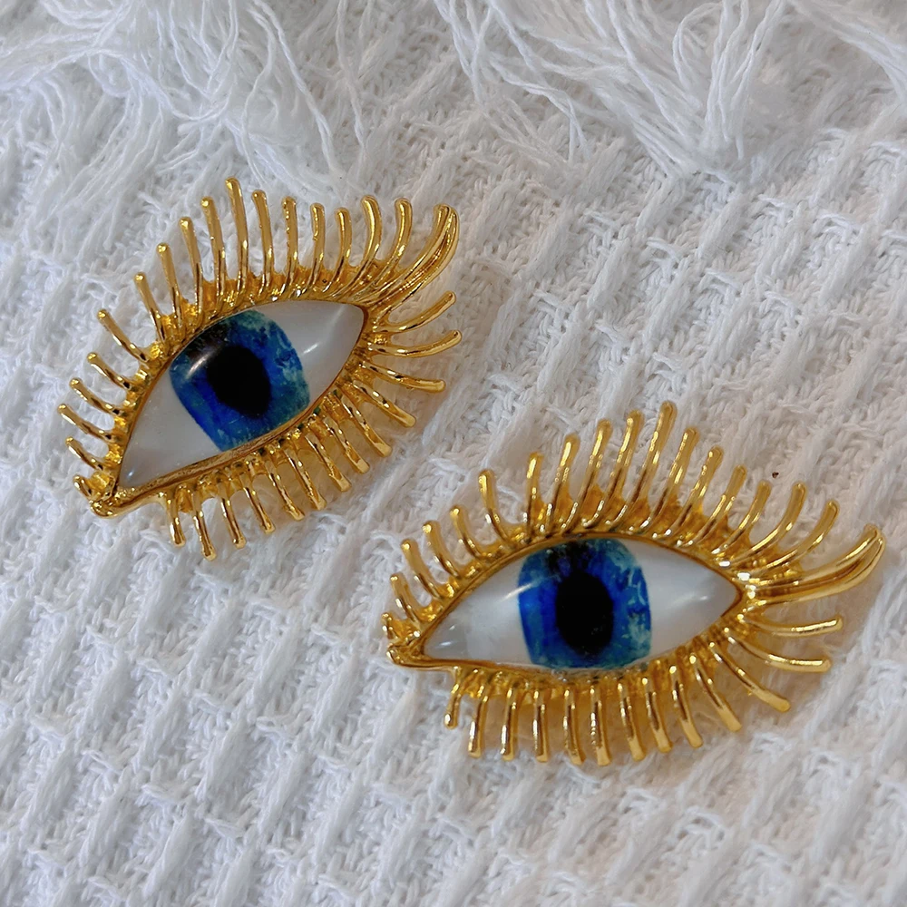 Retro Stereoscopic Demon Eyelash Earrings Exaggerated Fashion Metal Studs For Women Fashion Jewelry Accessories