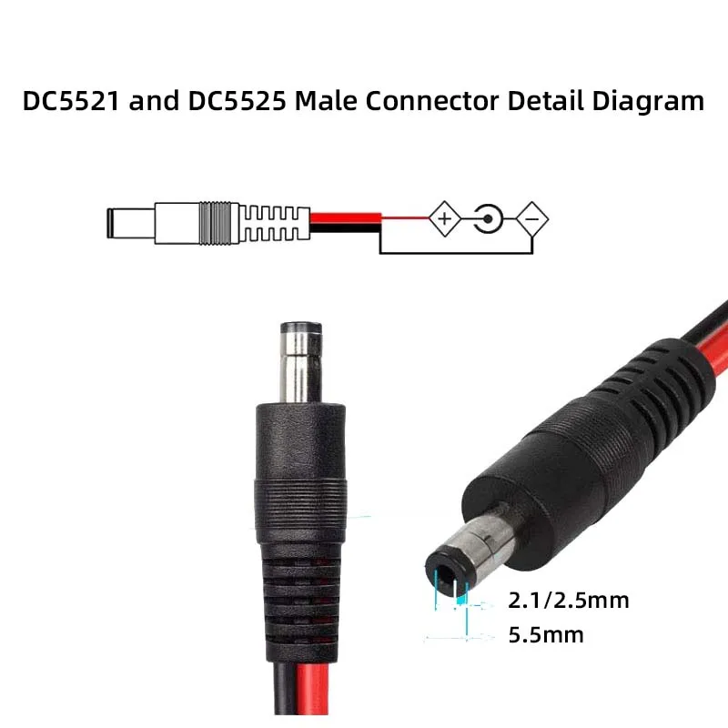 DC Power Splitter Cable DC5.5*2.1/2.5 1 Female Splitter to 3 Male Connectors DC Cable 14AWG 0.4m 0.3m