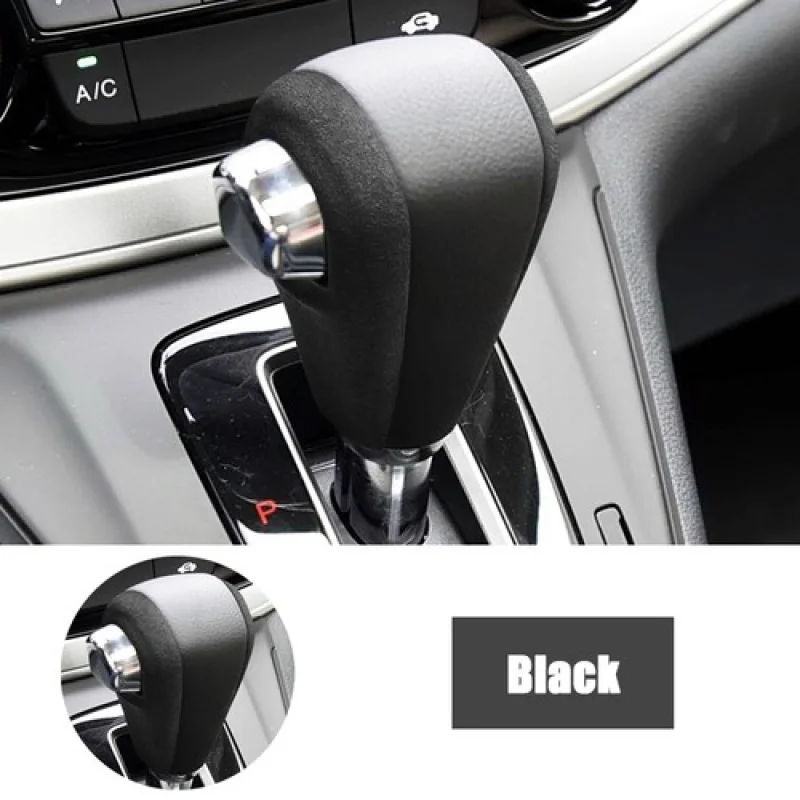 

A+ Black Suede Leather Car Gear Shift Knob Head Cover Frame Trim For Honda CRV 12+