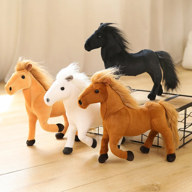 Jouet de simulation de chevaux en peluche pour enfants, poupées animales douces, oreiller de la vie réelle, cadeaux d'anniversaire créatifs pour enfants, 11styles