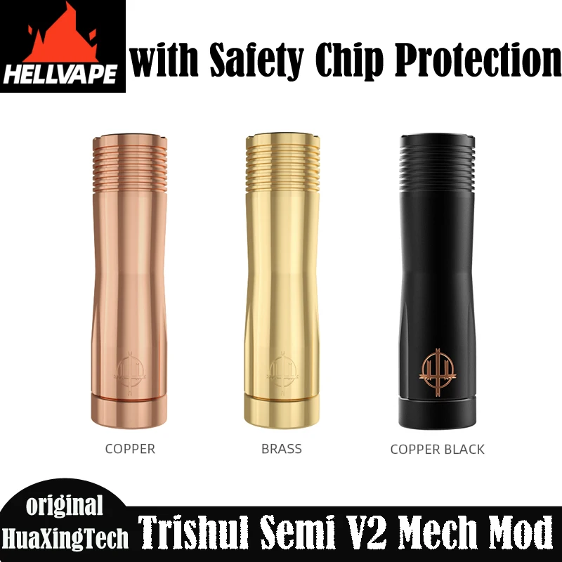 

Original Mechanical Mod Hellvape Trishul V2 Semi Mech Mod Powered By Single 18650/20700/21700 Safety Chip Brass E-Cigarettes Mod