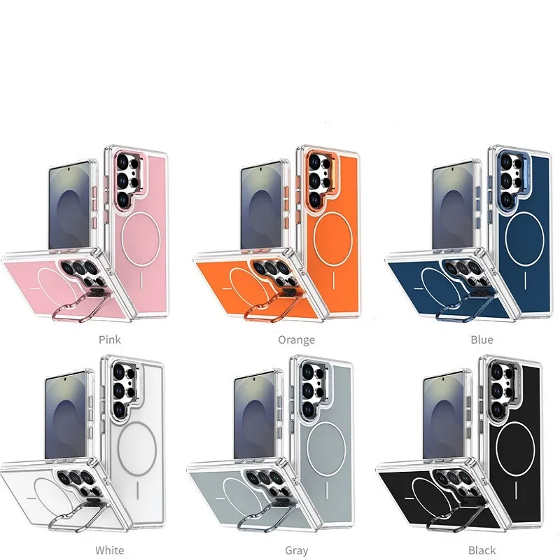 

Однотонный чехол для Samsung Galaxy S26 Ultra S26 Plus с подставкой для камеры и поддержкой магнитной зарядки