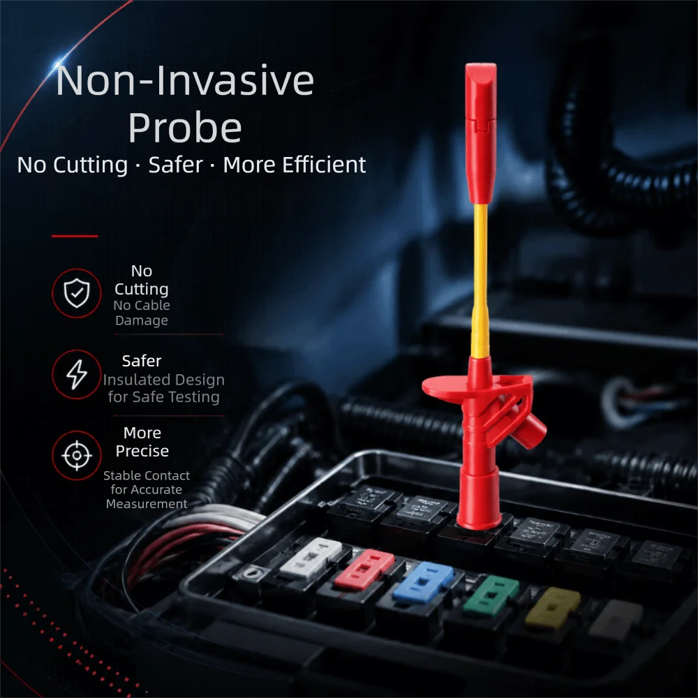 

3pcs Non-Piercing Test Hook Clip Wire Piercing Probe Standard 4mm Banana Plug Interface Automotive Harness Testing Tool
