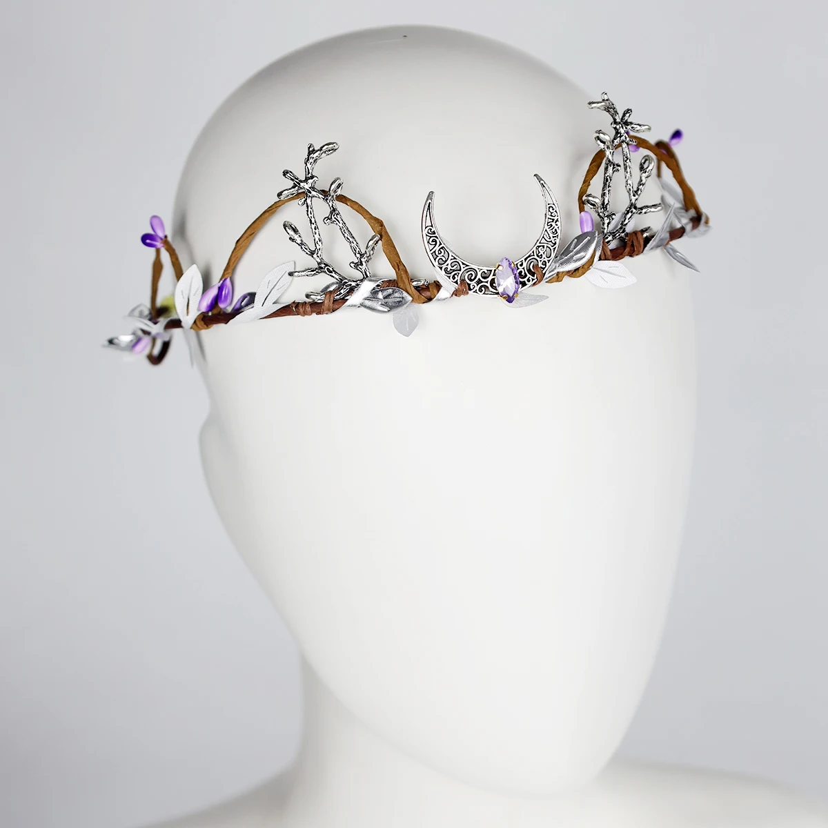 Elf Crystal Crescent Twig Branch Hair Tiara Bride Hair Crown Wedding Hair Jewelry for Gift