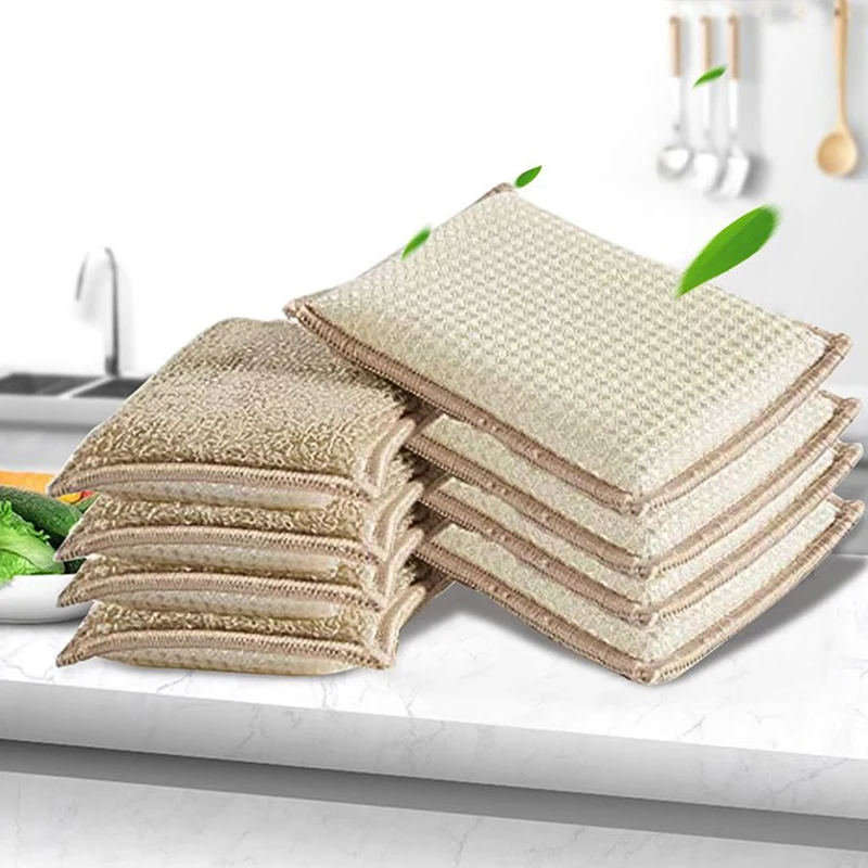 3Pcs Breathable Bamboo Fiber Cloth Strong Water Absorption Efficient Degreasing Decontamination Mildew-Proof Sponges