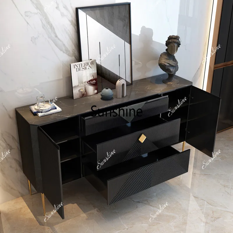 Italian light luxury style home porch cabinet villa living room high-end rock slab locker