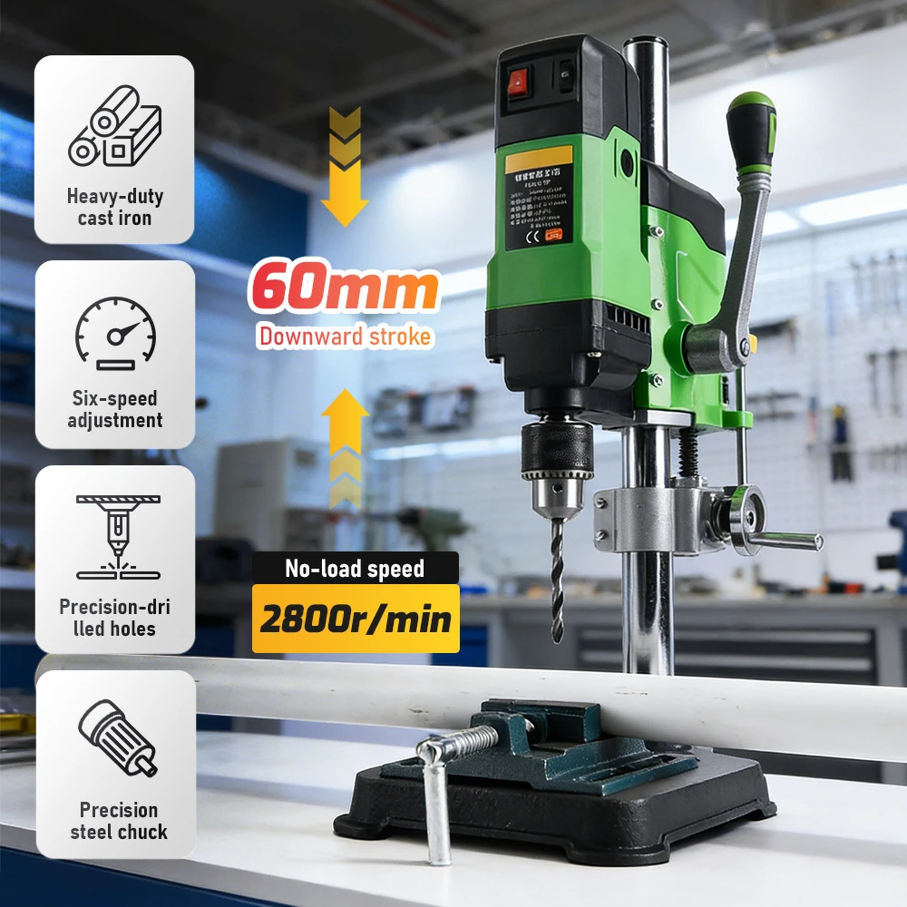 800W Benchtop Drill Press Multi-Function Compact Electric Drilling Machine for Precision Hole Drilling in Wood, Metal, Plastic