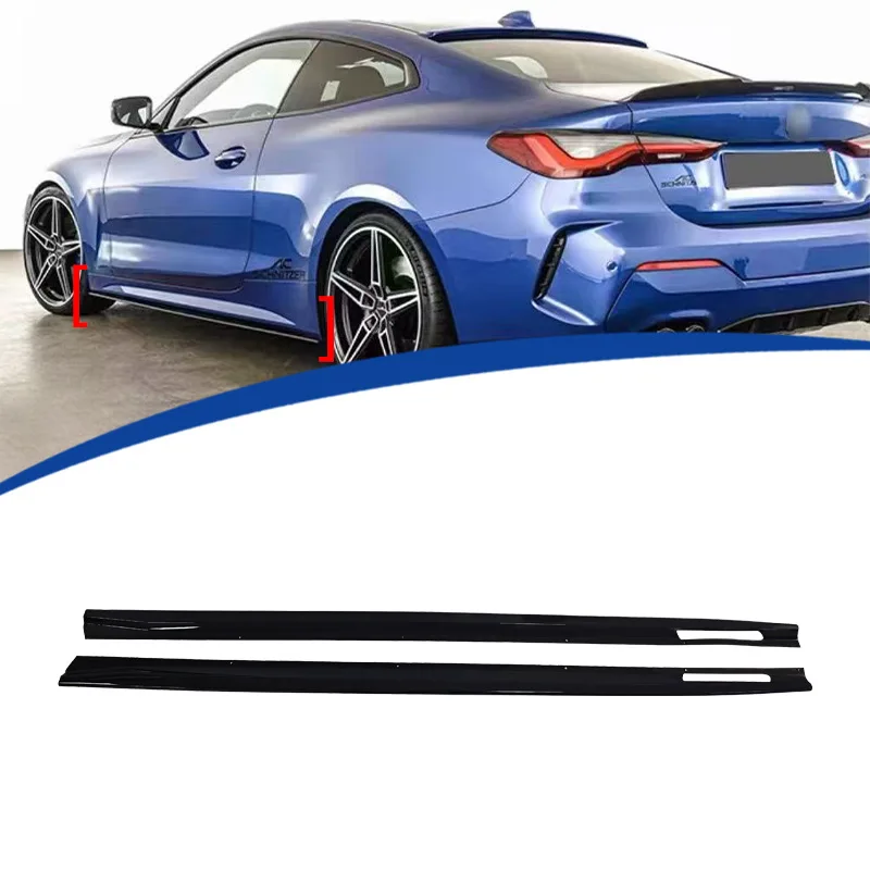 Full-length AC-style side skirts and side spoilers compatible with 2-door G22 BMW 4 Series models from 2021 to 2025