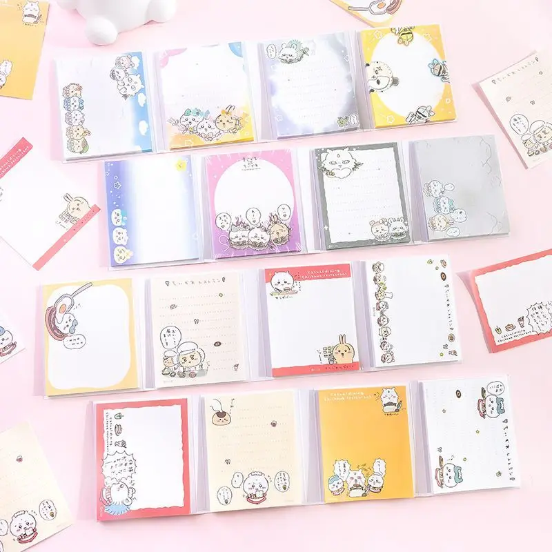 Lovely Kawaii Anime Cute Chiikawa Four Fold Memo Pad Creative Notepad Sticky Notes Cartoon Portable for Writing Small Notebook view 2