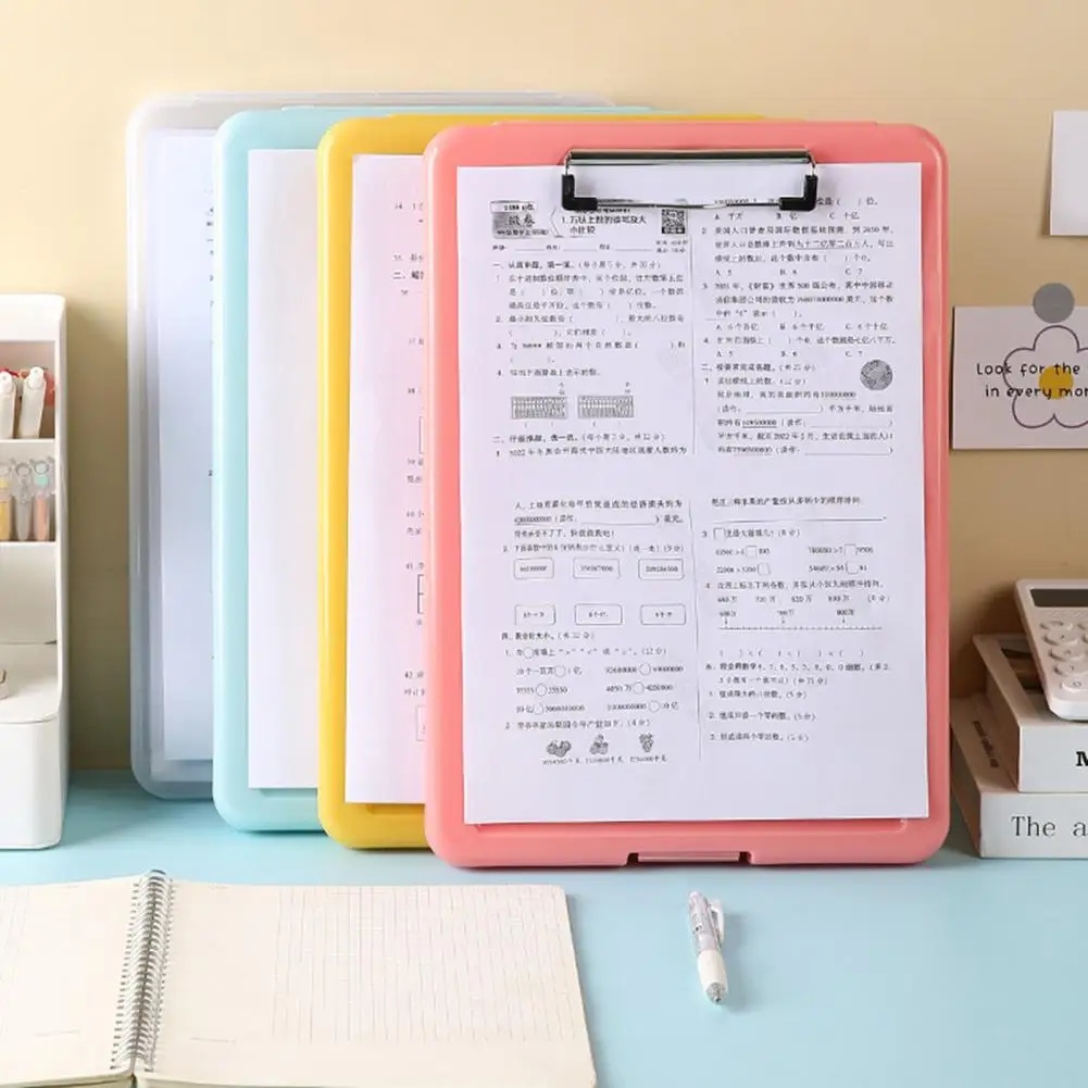 Easy Carry File Container File Box with Clipboard A4 File Storage Box with Clipboard Capacity Document Organizer Case for School