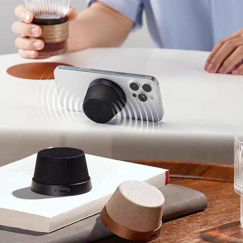 

Mini Wireless Bluetooth Speaker Strong Magnet Fabric Stand Multifunctional for Cell Phone Computer Outdoor Long Battery