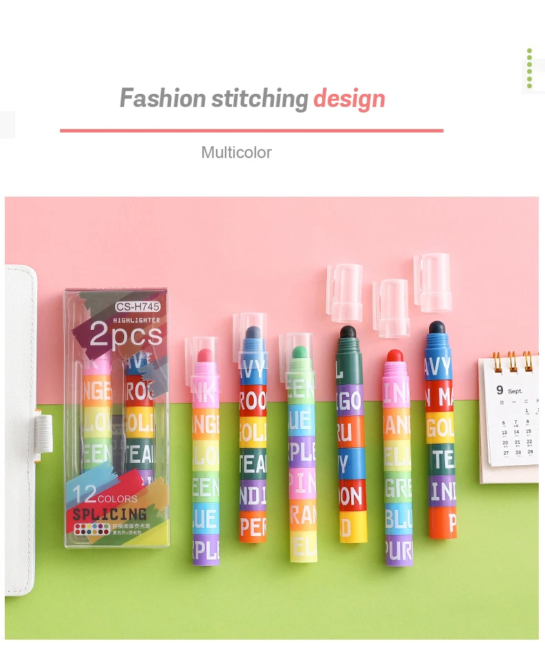 Farbe Highlighter Abnehmbare Spleißen Kreative Nette Stifte Retro Graffiti Markierung Stift für Kinder Studenten Schule Schreibwaren – Detail 2
