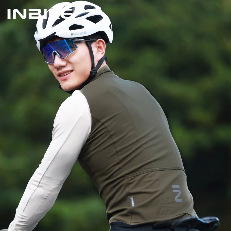 INIBKE-Maillot de cyclisme à manches longues pour hommes, vêtements d\'équitation de vélo Smile, coulée, fermeture éclair complète, 3 poches arrière,