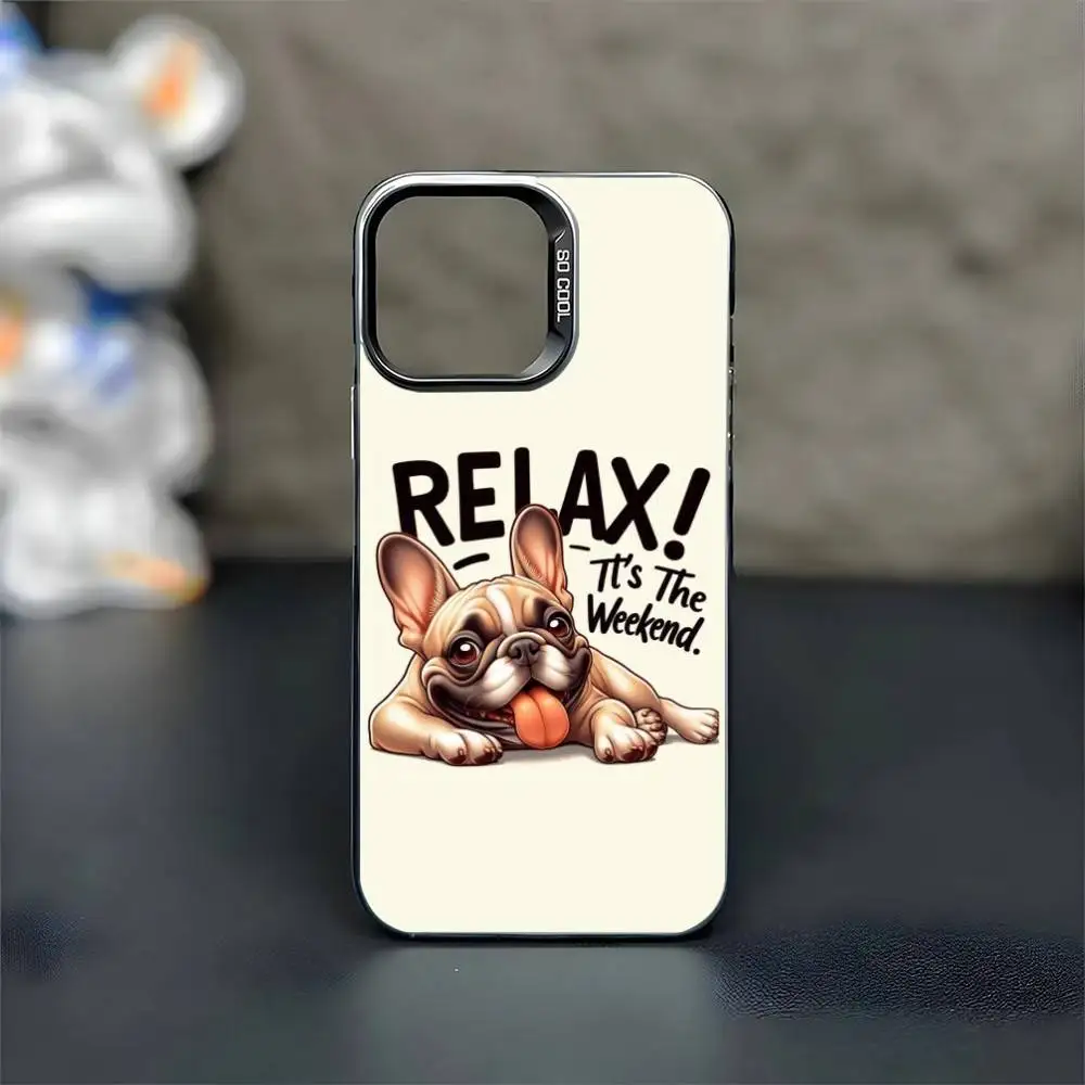 Custodia per telefono Pug Dog Bulldog francese per iPhone17,16,15,14,13,12,11 Plus,Pro Max Cover antiurto nera opaca