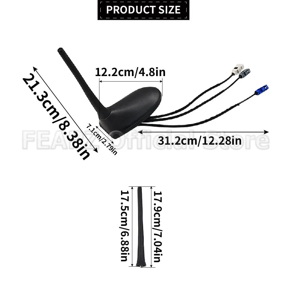 Roof Antenna Base And Mast Kit DAB GPS 3 Cable 521153920 52068564 For Fiat 500 500L 500X Jeep Renegade Alfa 2007-2022