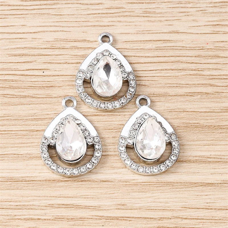 10 Stück, 15 x 20 mm, zarte Kristall-Wassertropfen-Anhänger zum Basteln von Schmuck, Ohrringen, Halsketten, Armbändern und als Accessoires für DIY-Geschenke. – Detail 4