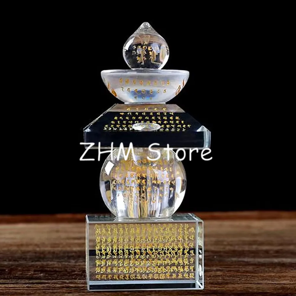 Tibetan Suppliers Colored/Transparent 11.6cm Resin Retro Delicate 5 Wheels Design Stupa Buddhist