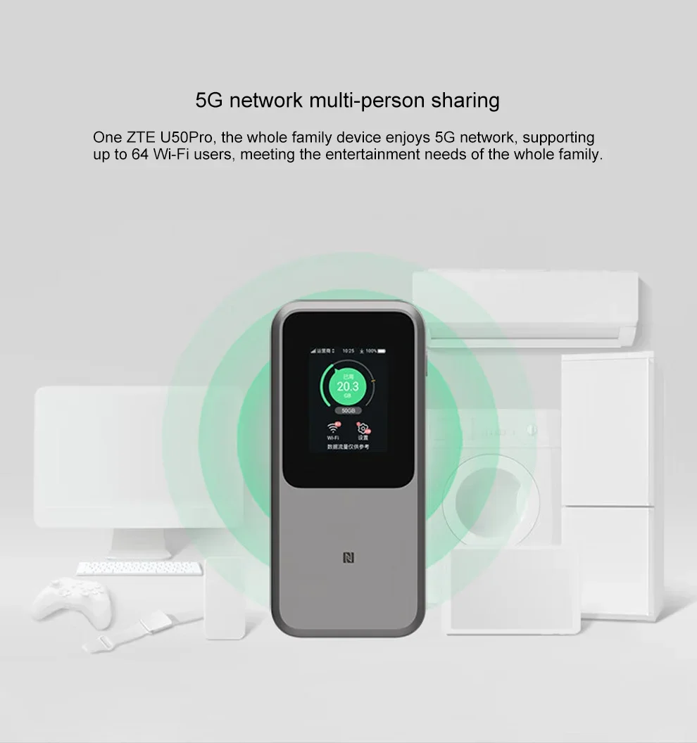 

5G Mobile Hotspot WiFi Router MU5120 WIFI 6 10000mAh 3600Mbps NSA+SA Mobile Hotspot