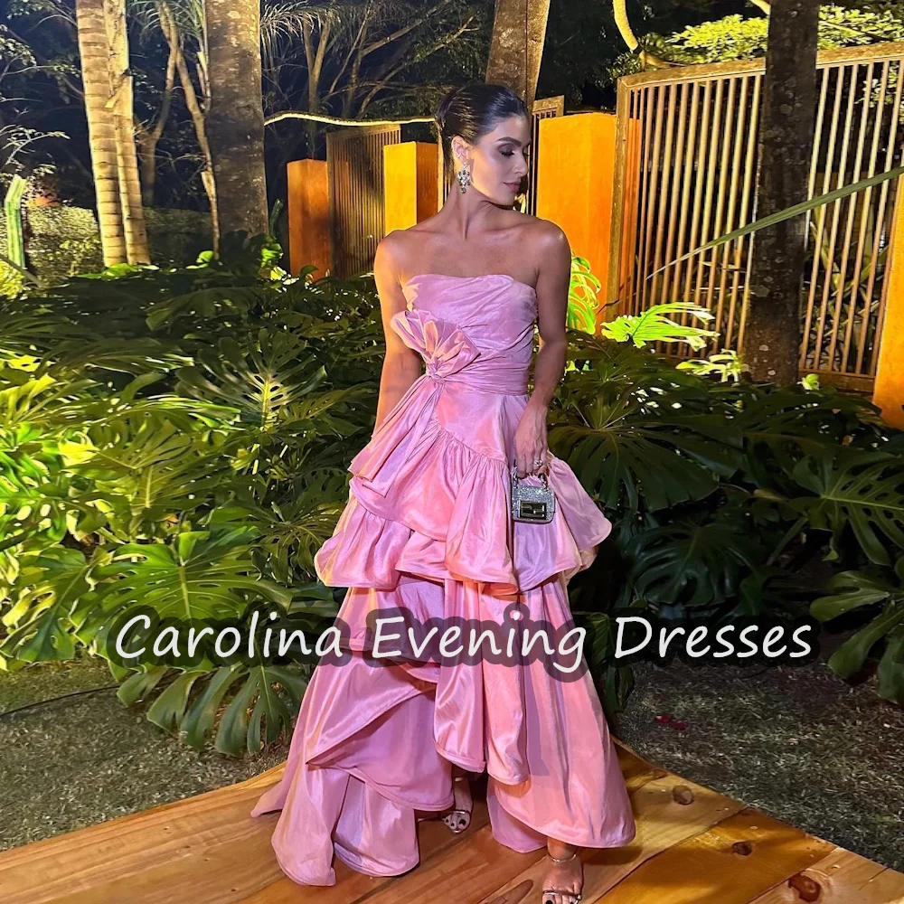 

Carolina Taffeta A-line Strapless Pleats Sleeveless Prom Gown Floor Length Elegant Evening Elegant Party Dress for Women 2024