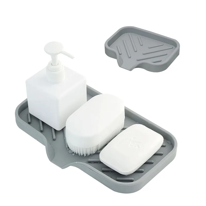 1pc Large Silicone Sponge Holder Sink Organizer Caddy Drain Storage Tray For Dish Sponge Soap box Dispenser Scrubber