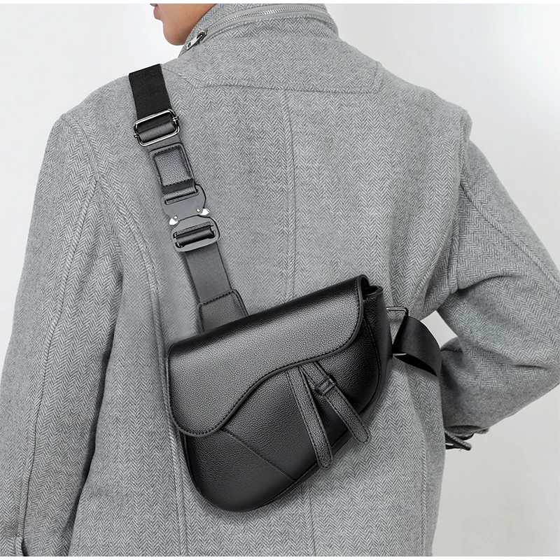 Neue männer Sattel Umhängetasche Zipper Schulter Tasche Leichte Einzigen Riemen Messenger Geldbörse Für Männer Einfarbig Casual Brust Tasche – Detail 11