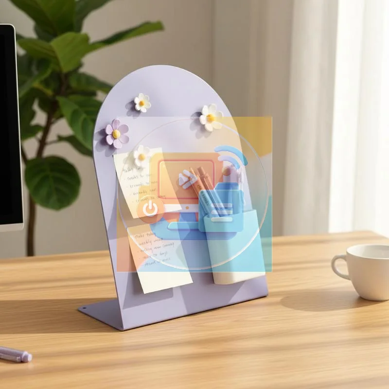 Vertical Desktop Magnetic Note Board Badge Card Storage Display Rack, Magnetic Photo Frame for Home Office Desk Memo