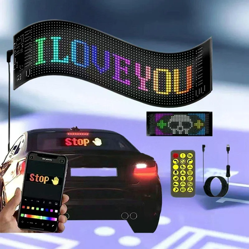 Car Decor Advertising Logo Lights Outdoor LED Matrix Pixel Scrolling Screen DIY Customize Patterns,Animations,Text Warning Light