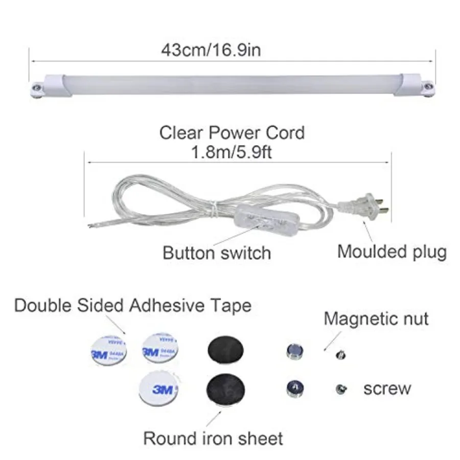 110V Under Cabinet Lights, 17inch LED Under Counter Lighting with 6Feet Plug Cable, Reading Desk Lamp for Kitchen/Shelf Natural