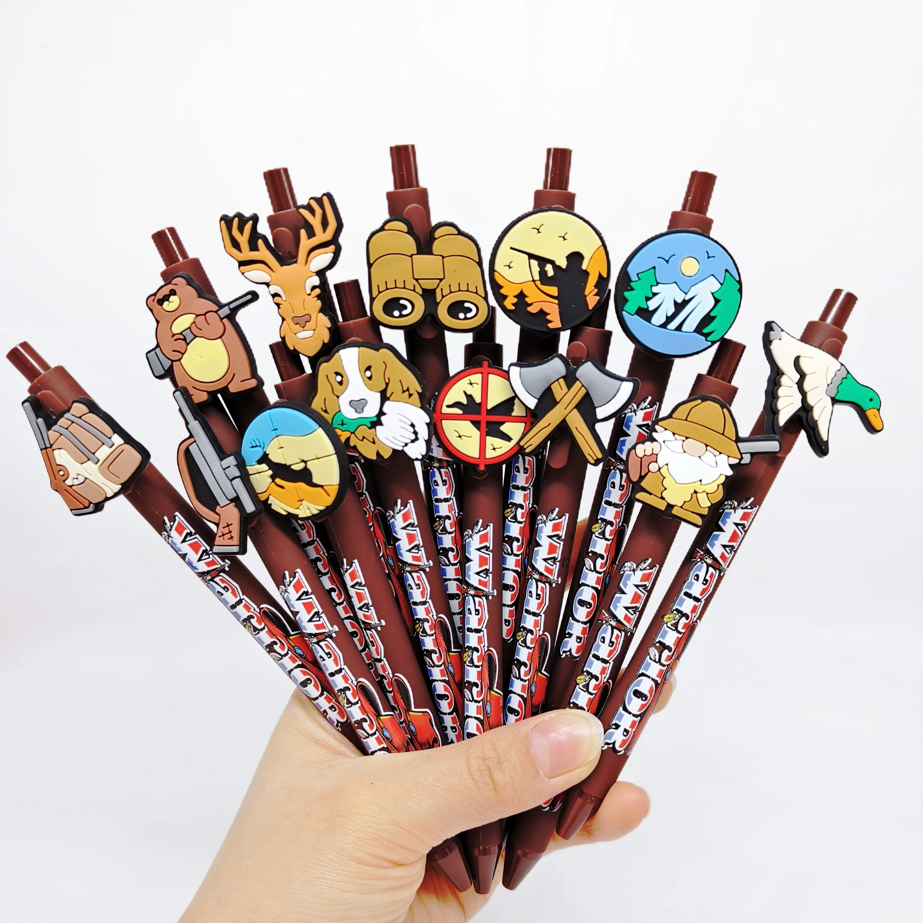 

10pcs/15pcs Creative Hunting Theme Ballpoint Pen Prohibited Hunting Animal Care Gift Pen Writing Signature Pen