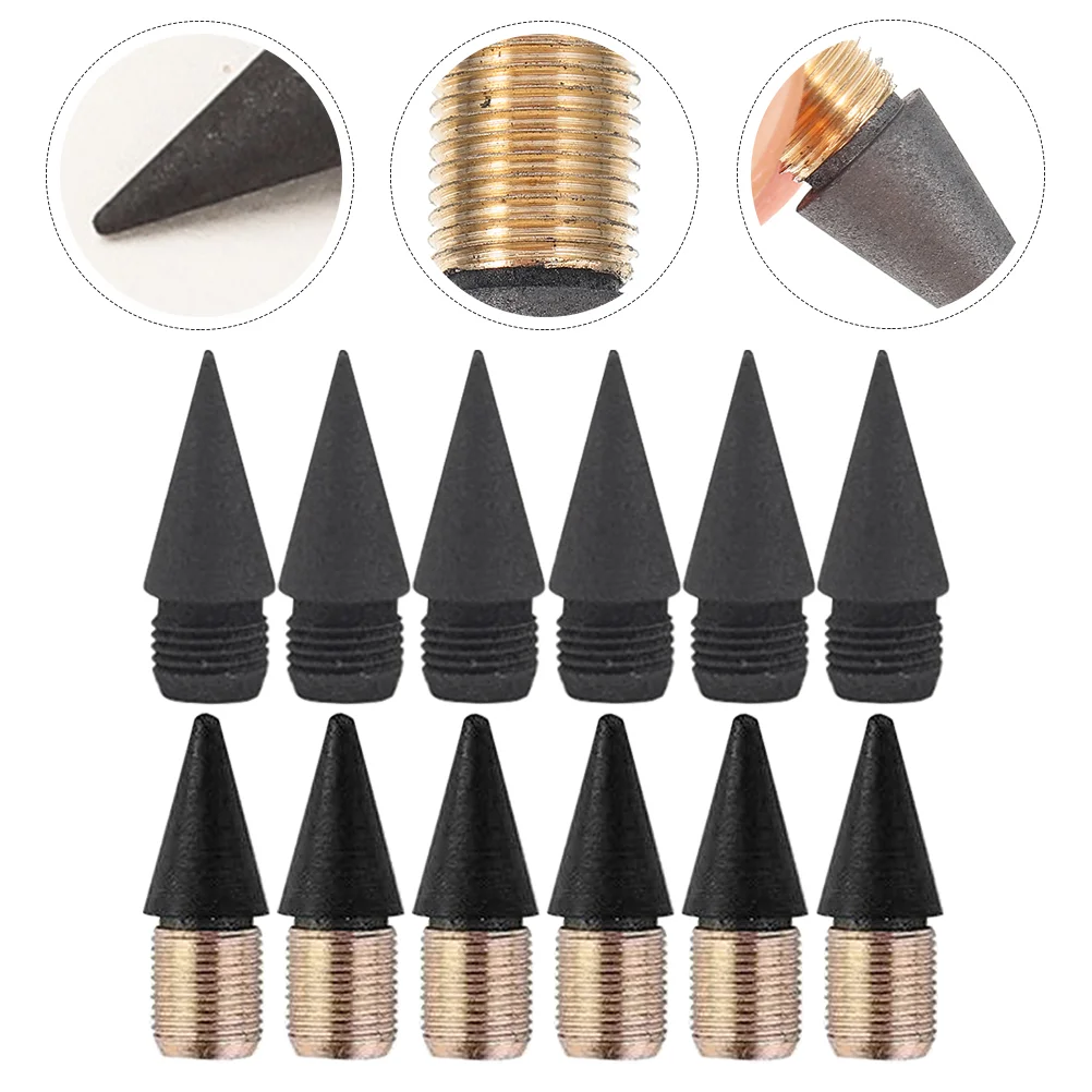 

40 Pcs Lead Pencils Replacement Nibs Office Supplies Metal Head School Replaceable Child