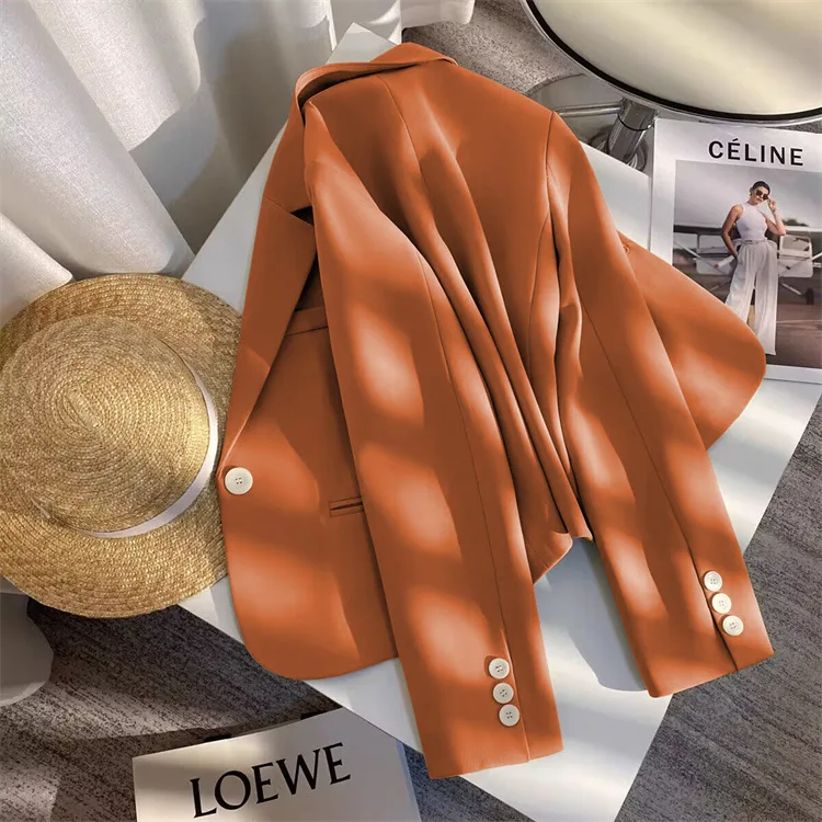 Office Lady Blazer per donna 2026 Moda manica lunga Blazer con bottone singolo Cappotti Top femminile Giacche Capispalla