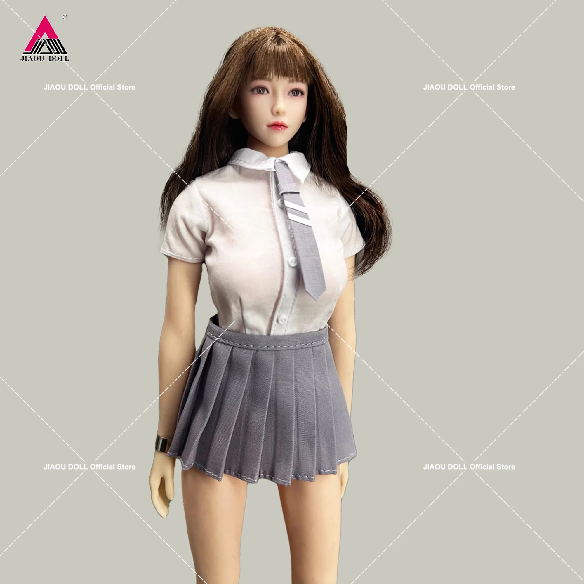 In stock 1/6 Scale Female Uniform School White Shirt Pleated Skirt Clothes Model Fit 12'' Soldier Action Figure Body Dolls